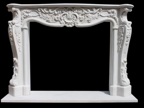 White Marble Tile Fireplace