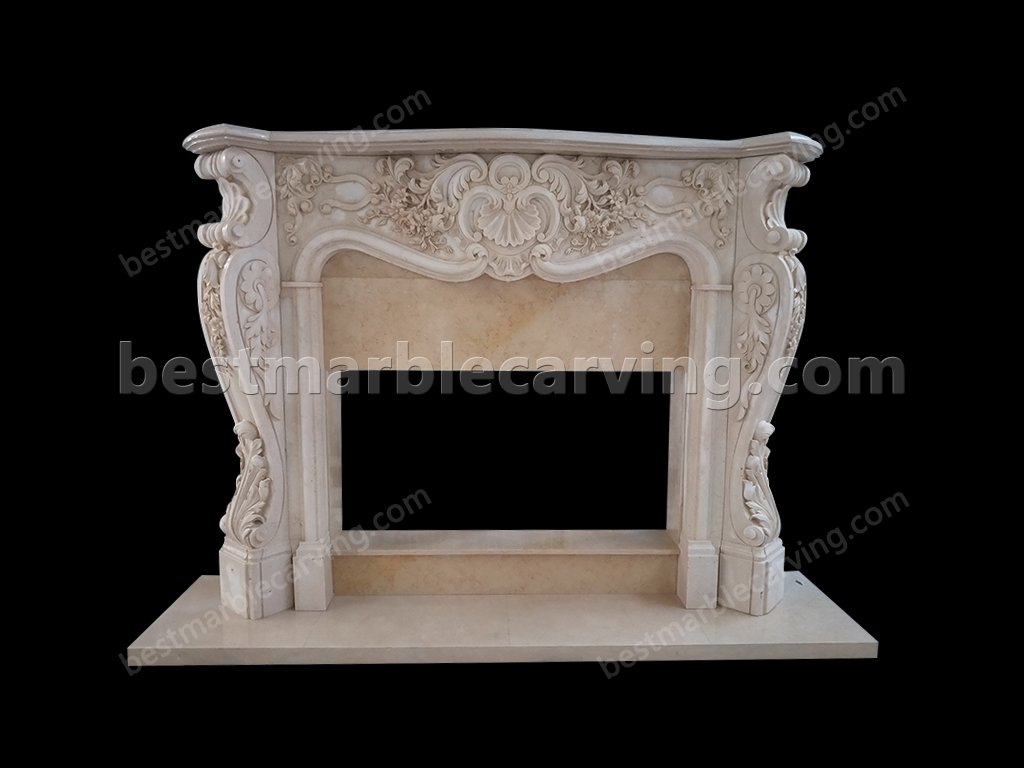 Pink Marble Fireplace In Living Room
